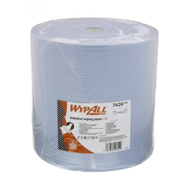 WypAll® L30 Протирочный материал для удаления загрязнений на производстве — рулон Jumbo — сверхширокий / Синий